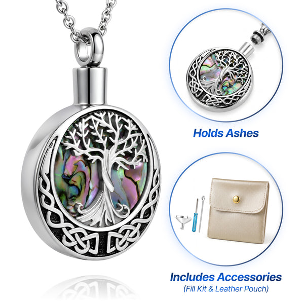 Celtic Tree of Life Cremation Necklace - Celtic Silver