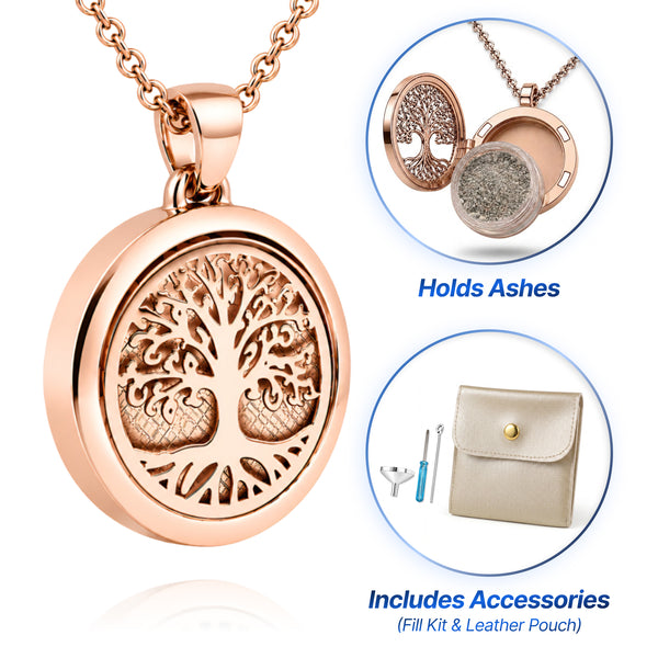 Celtic Tree of Life Cremation Necklace - Rose Gold