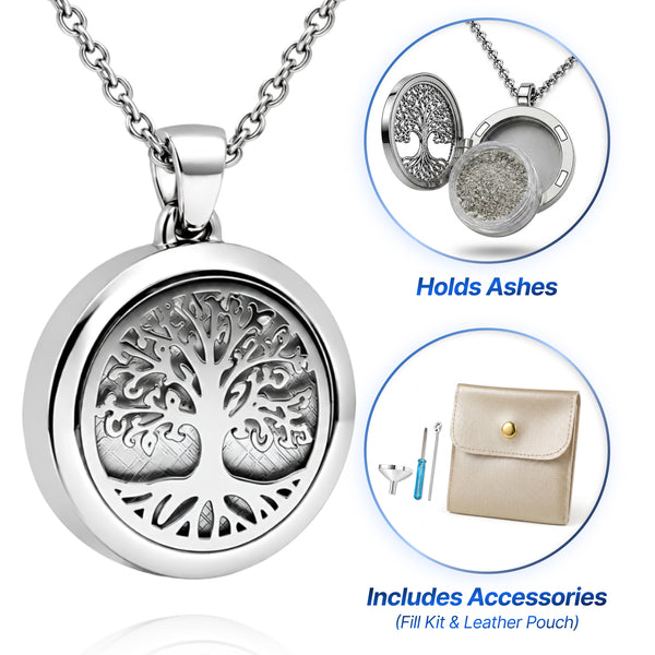 Celtic Tree of Life Cremation Necklace - Silver