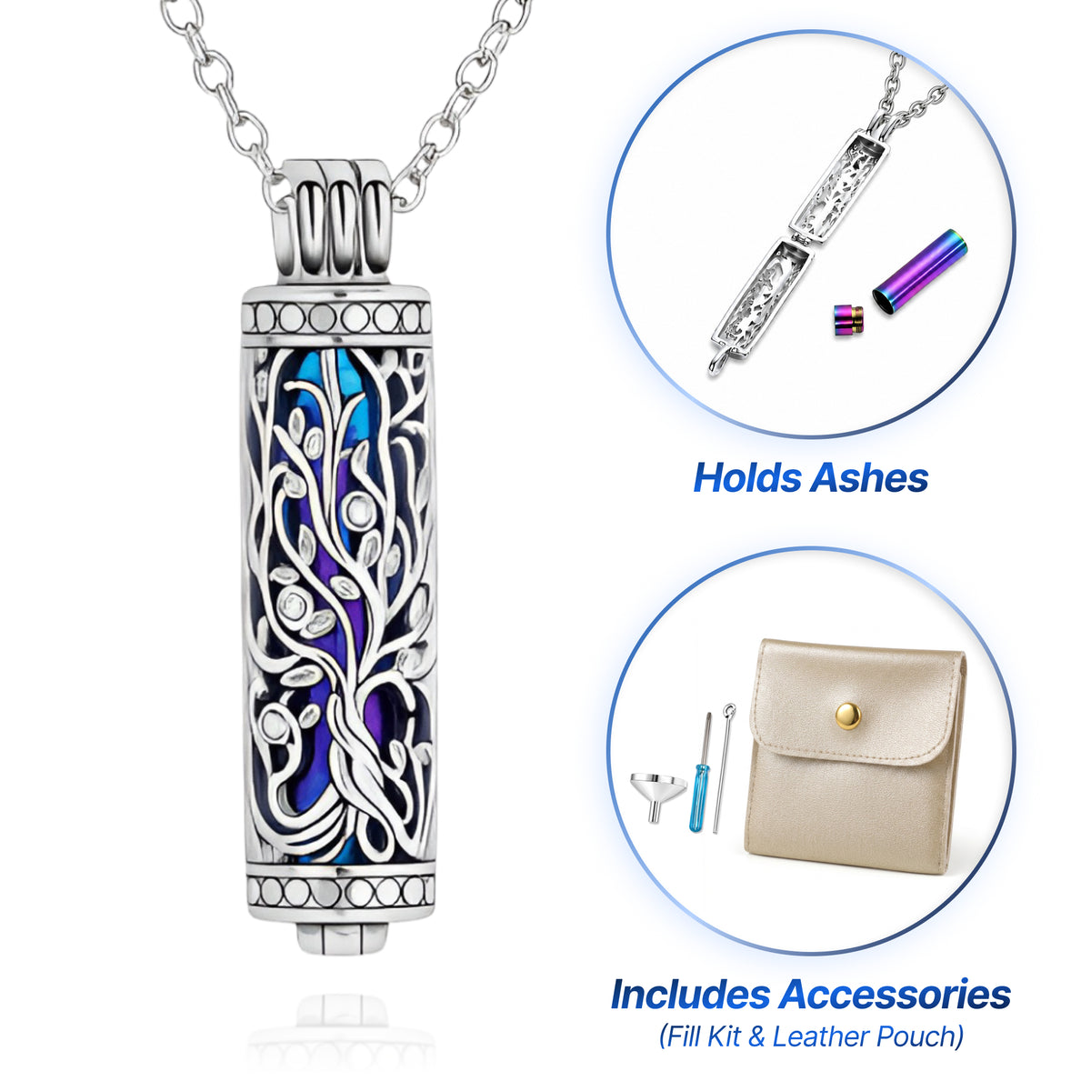Iridescent & Silver Vines Keepsake Necklace