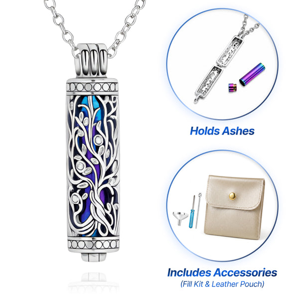 Iridescent & Silver Vines Keepsake Necklace - Silver