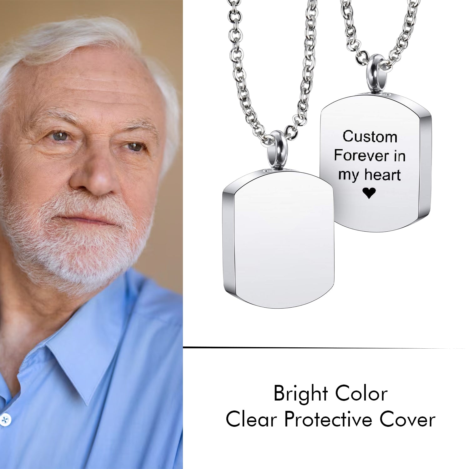 Minimalist Engravable Dog Tag Urn Necklace