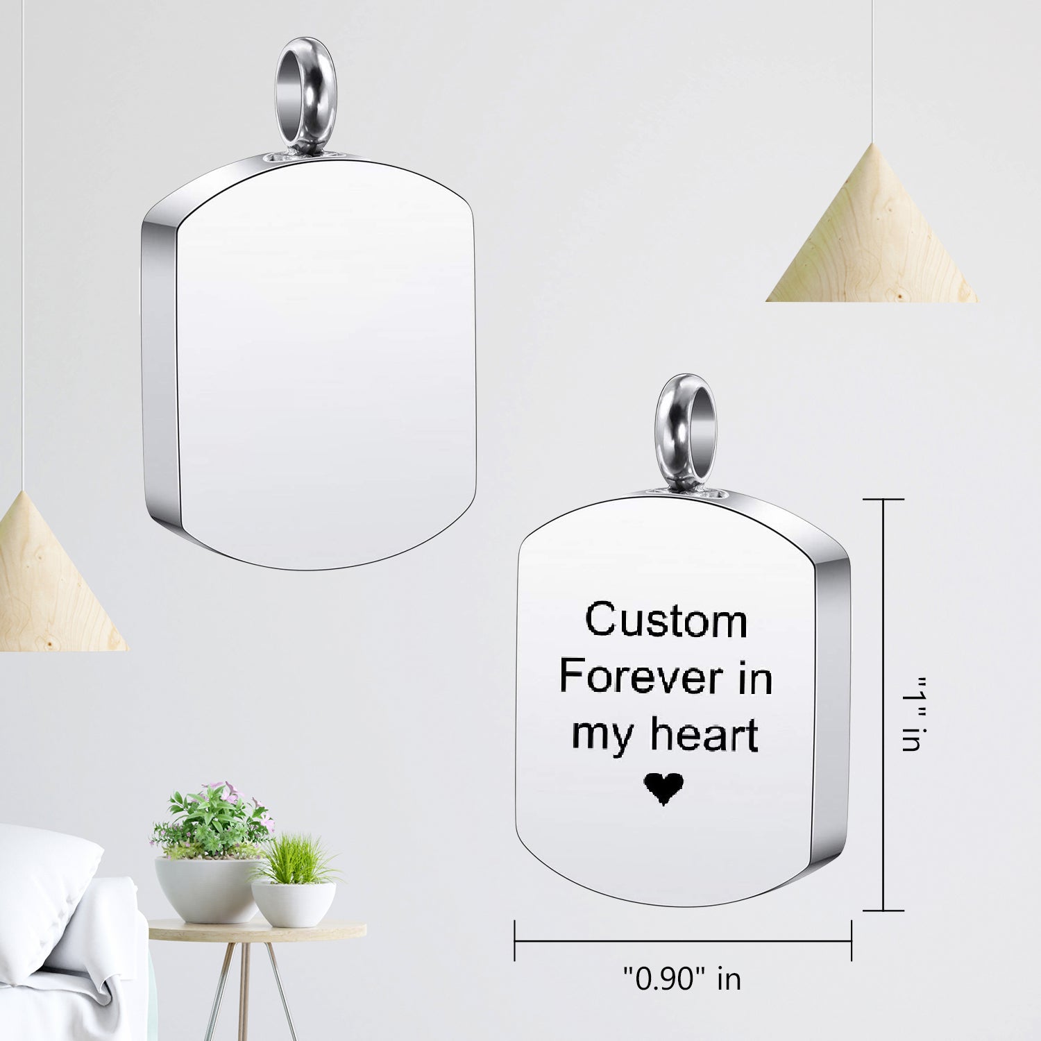 Minimalist Engravable Dog Tag Urn Necklace