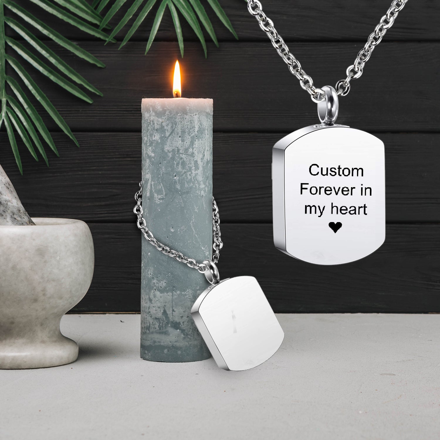 Minimalist Engravable Dog Tag Urn Necklace