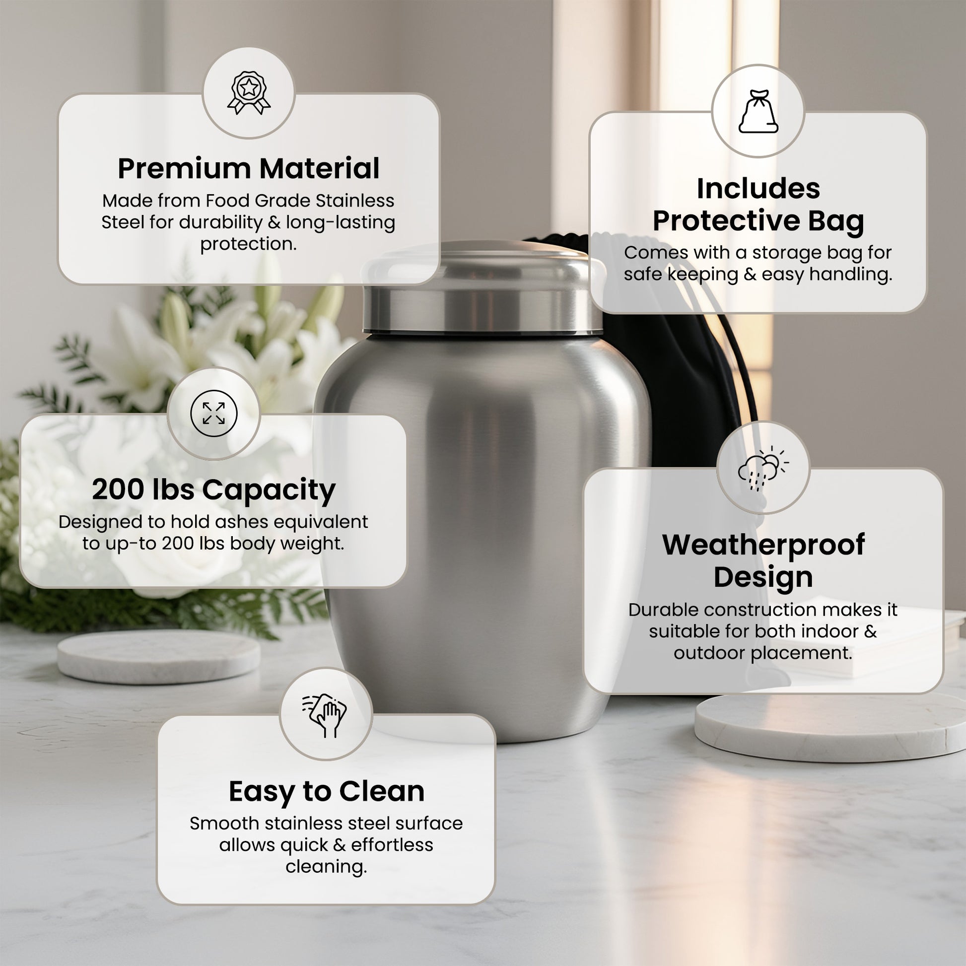 Stainless Steel Cremation Urn Set