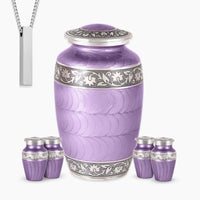 Family Set (One Large Urn, Four Small Keepsake Urns, Memorial Necklace) (Customized)