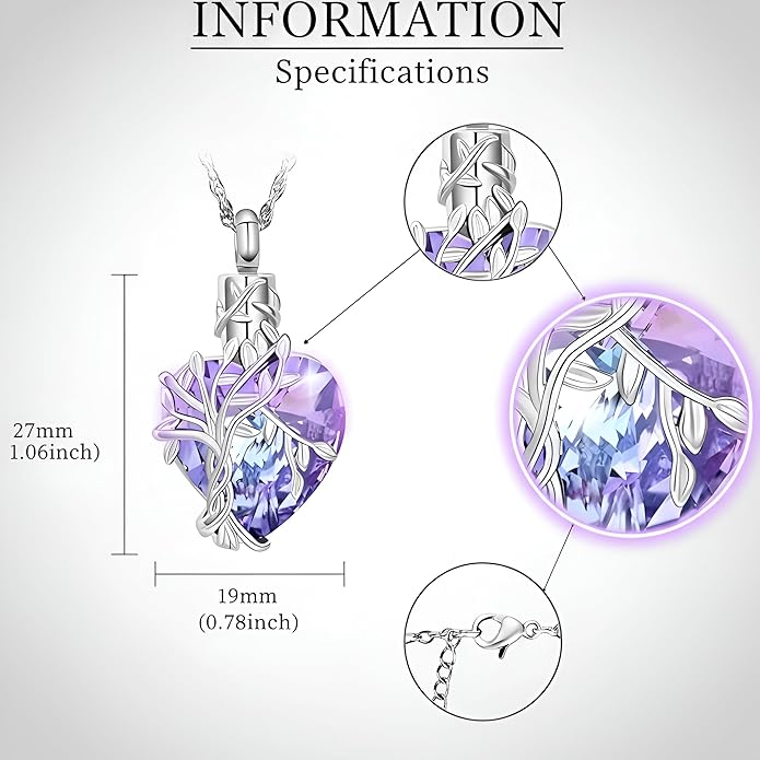 Purple Heart & Vine Keepsake Necklace