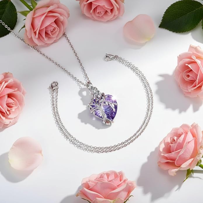 Purple Heart & Vine Keepsake Necklace