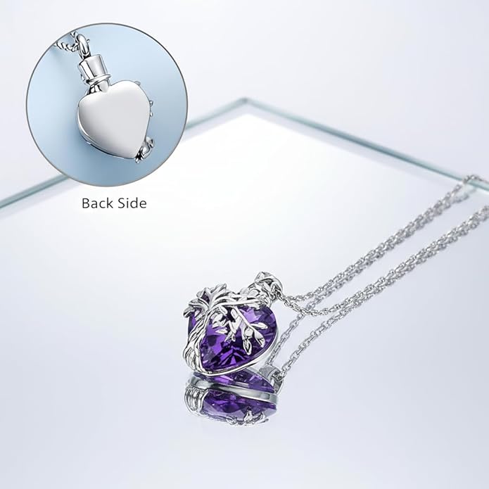 Purple Heart & Vine Keepsake Necklace