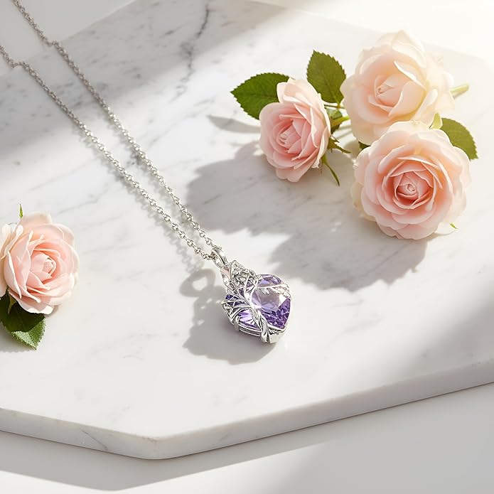 Purple Heart & Vine Keepsake Necklace
