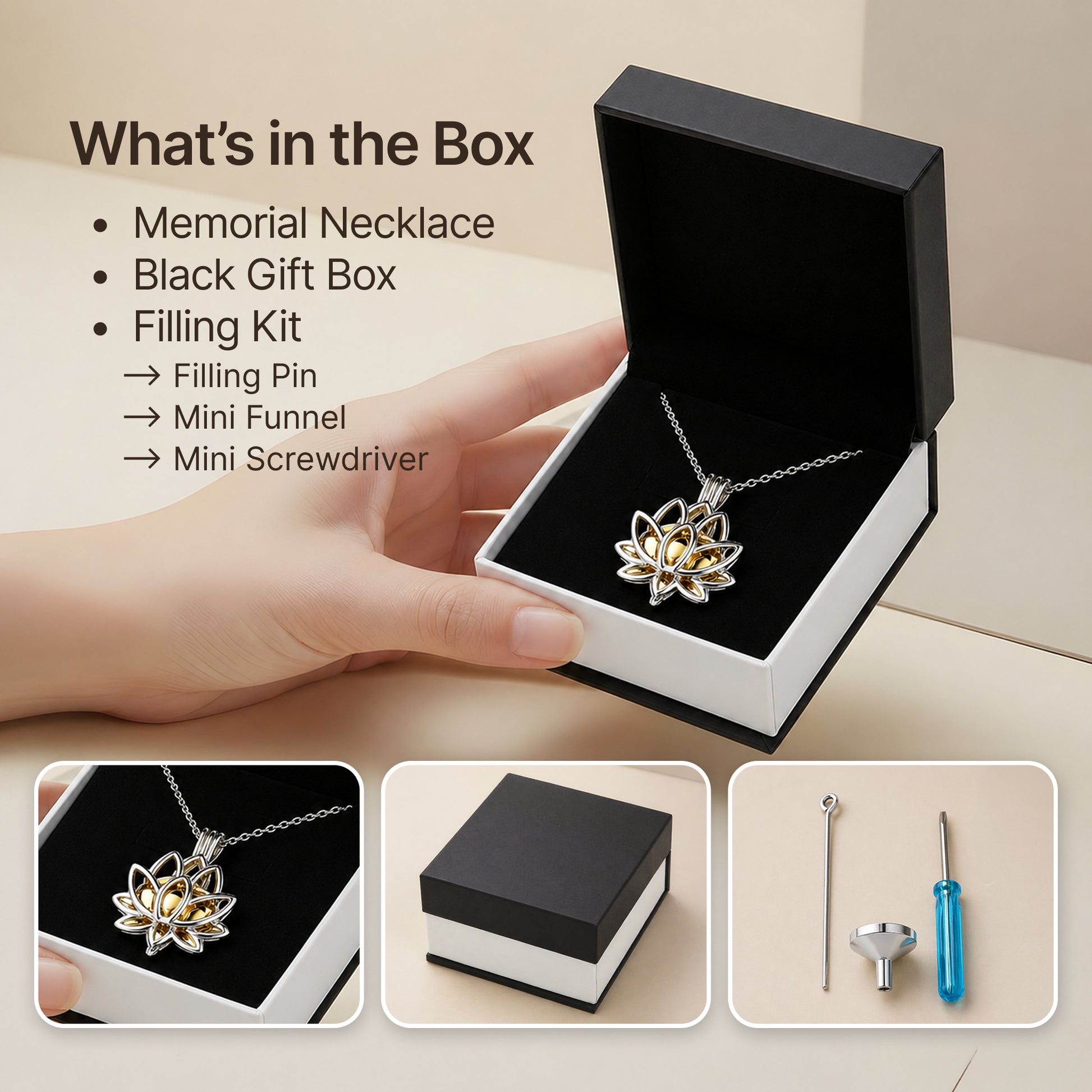 Premium Lotus Urn Memorial Necklace