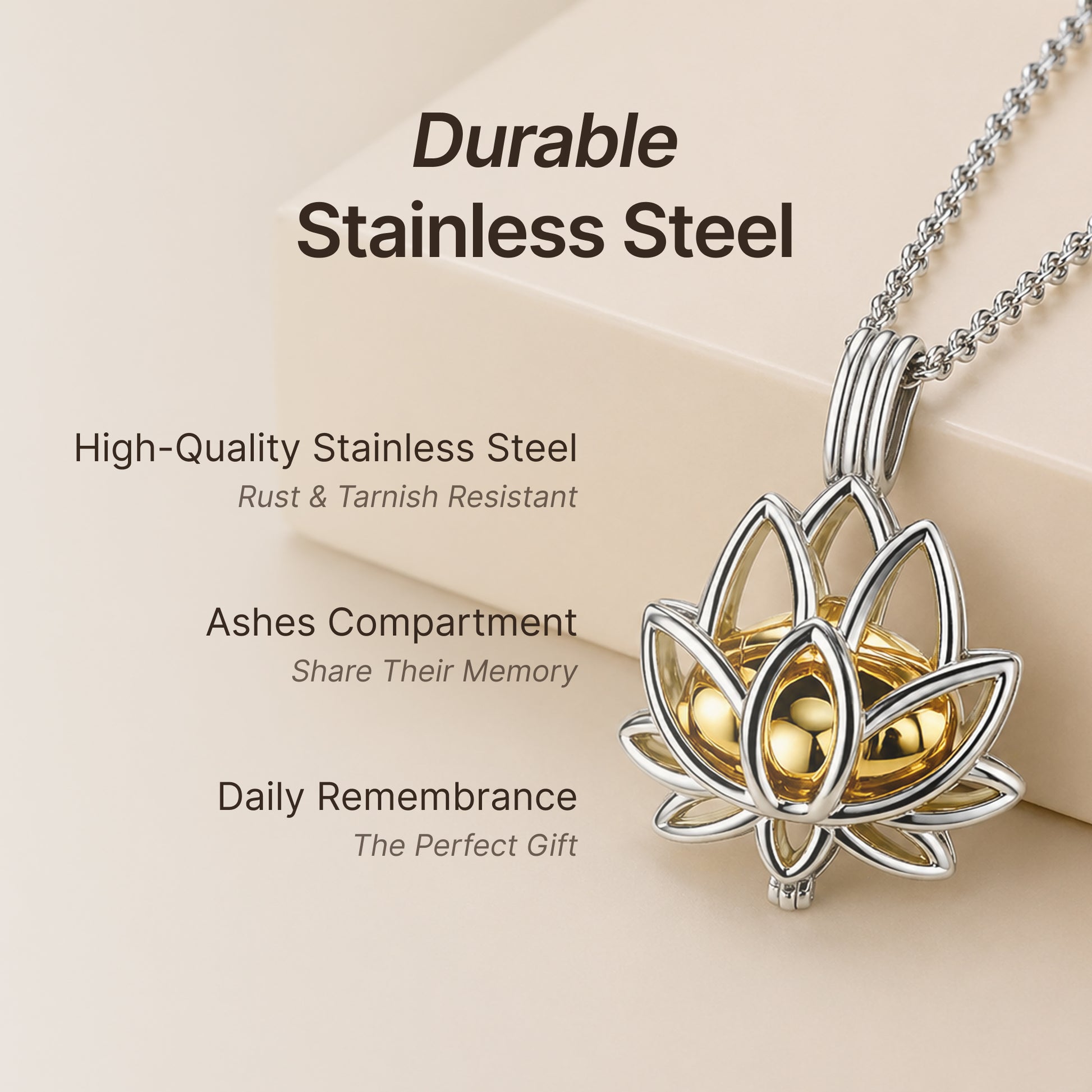 Premium Lotus Urn Memorial Necklace
