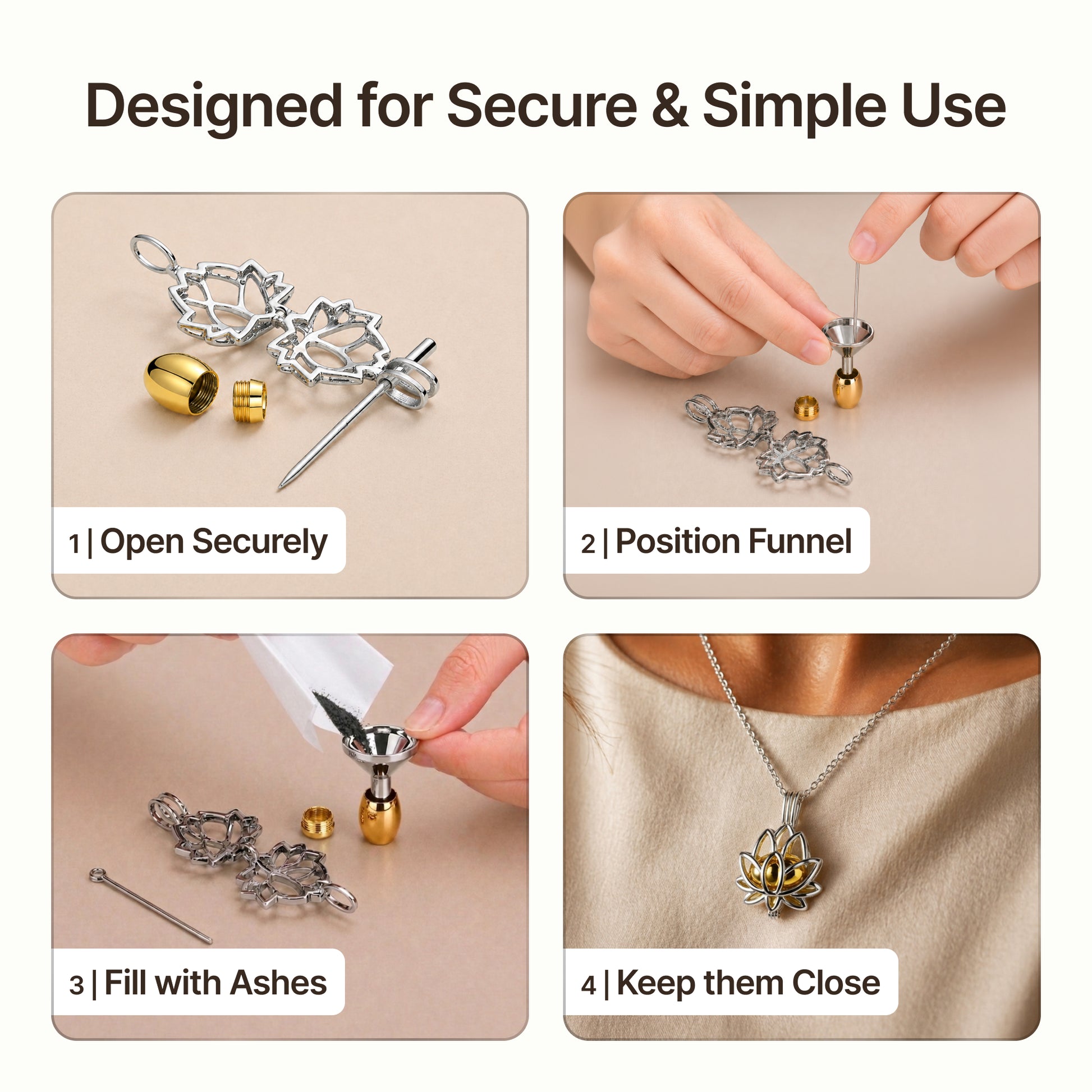 Premium Lotus Urn Memorial Necklace