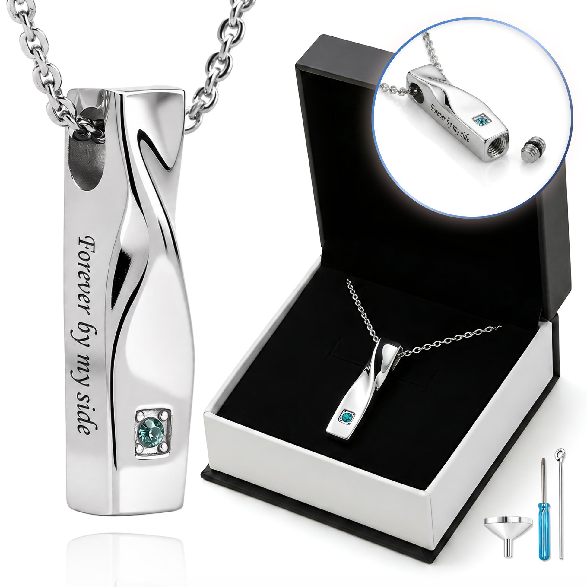 Premium Cube Twist Necklace with Crystal Stone