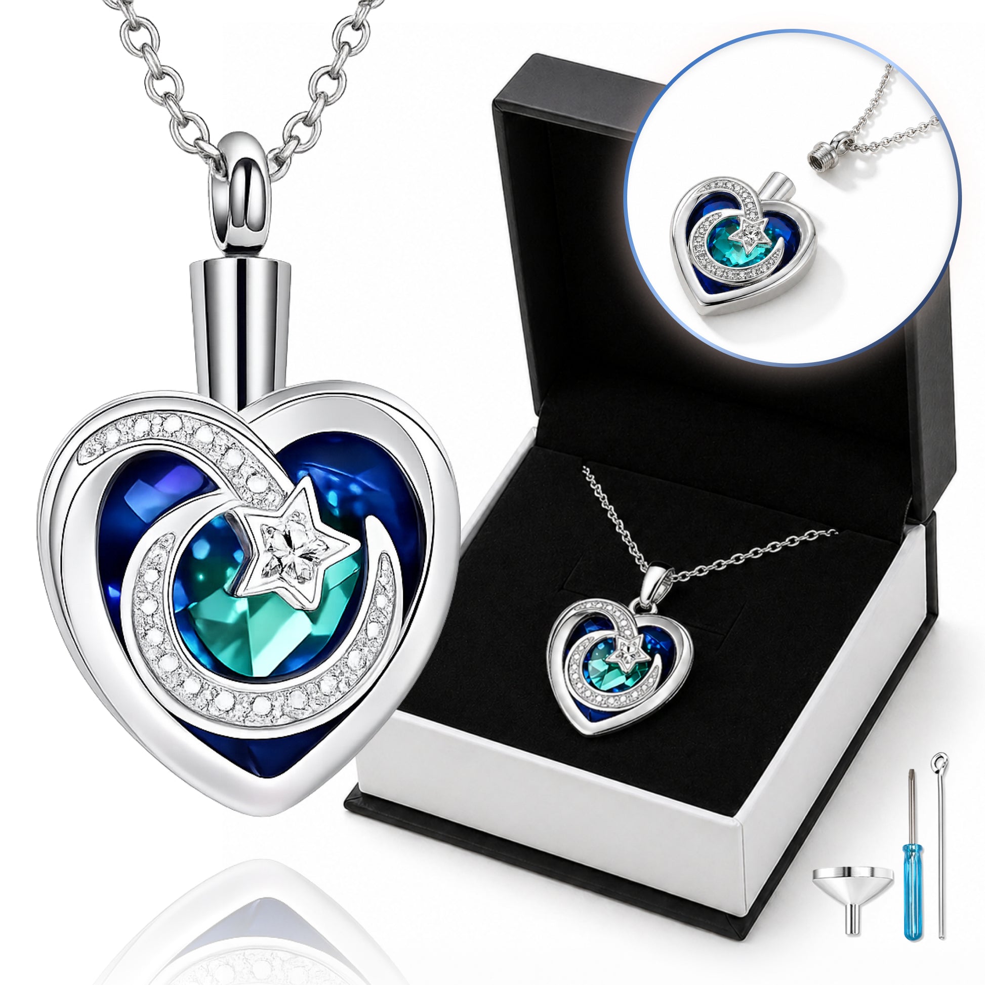 Premium Moon And Star Crystal Necklace