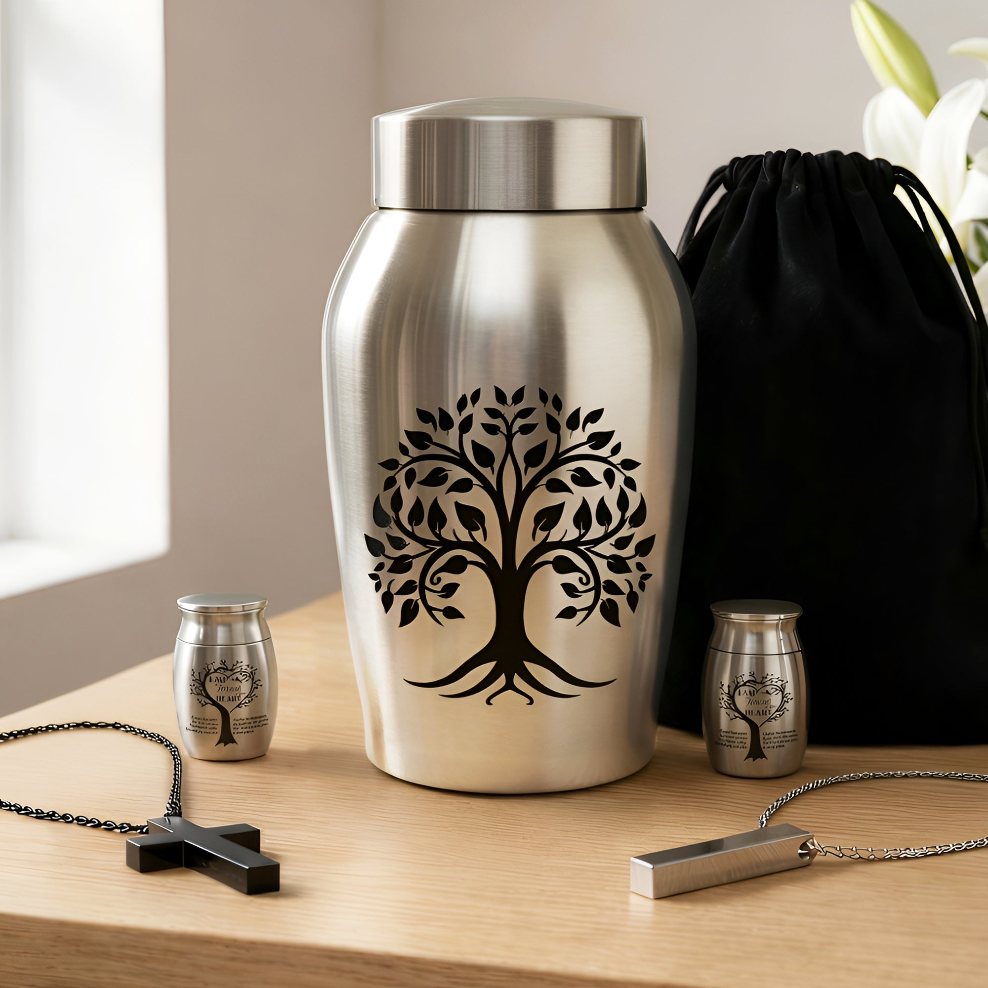Stainless Steel Cremation Urn Set