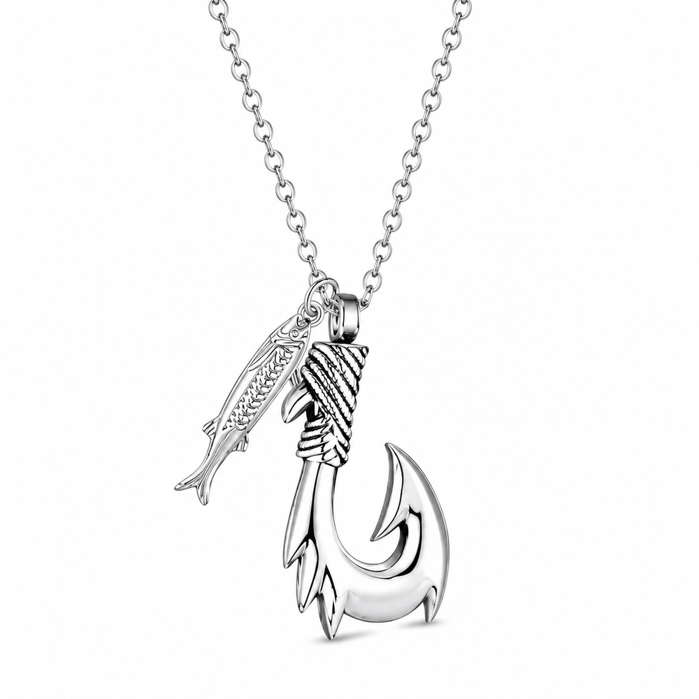 Fish-Hook Angel Wing Keepsake Necklace