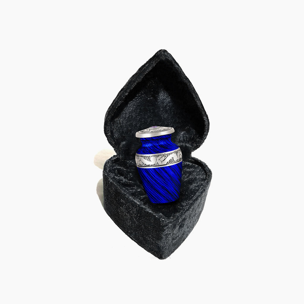 Eternal Blue & Silver Hand-Engraved Urn