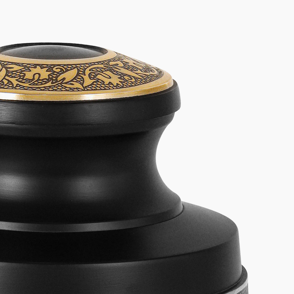 Black & Gold Engraved Grecian Cremation Urn