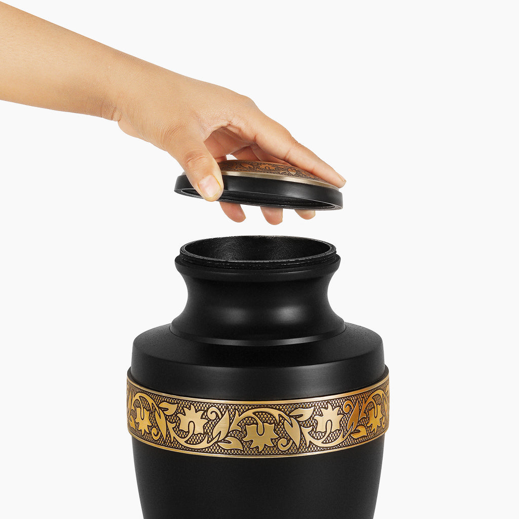 Black & Gold Engraved Grecian Urn