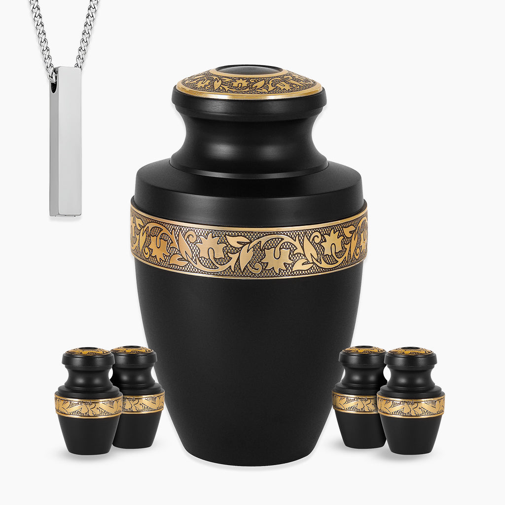 Black & Gold Engraved Grecian Urn