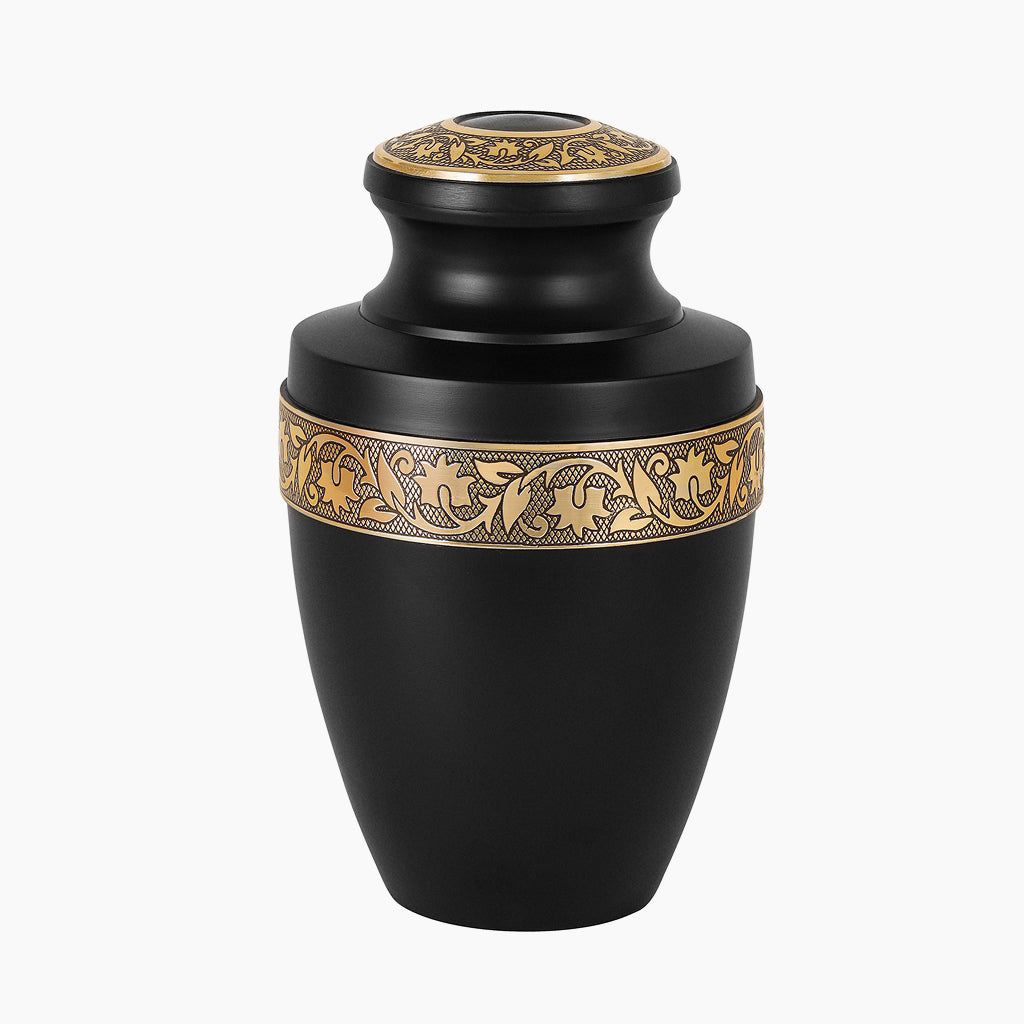 Black & Gold Engraved Grecian Urn