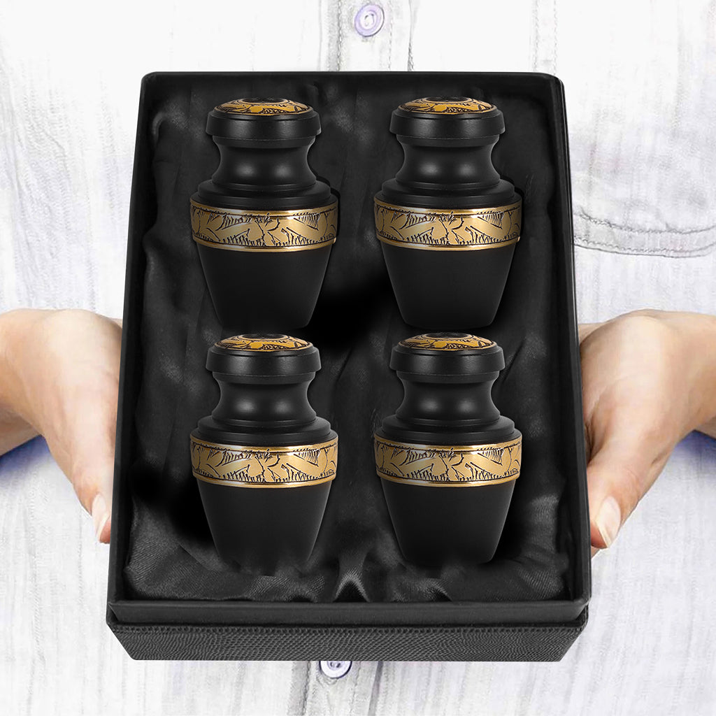 Black & Gold Engraved Grecian Cremation Urn