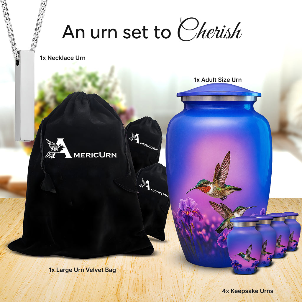 Purple Hummingbird Image Urn