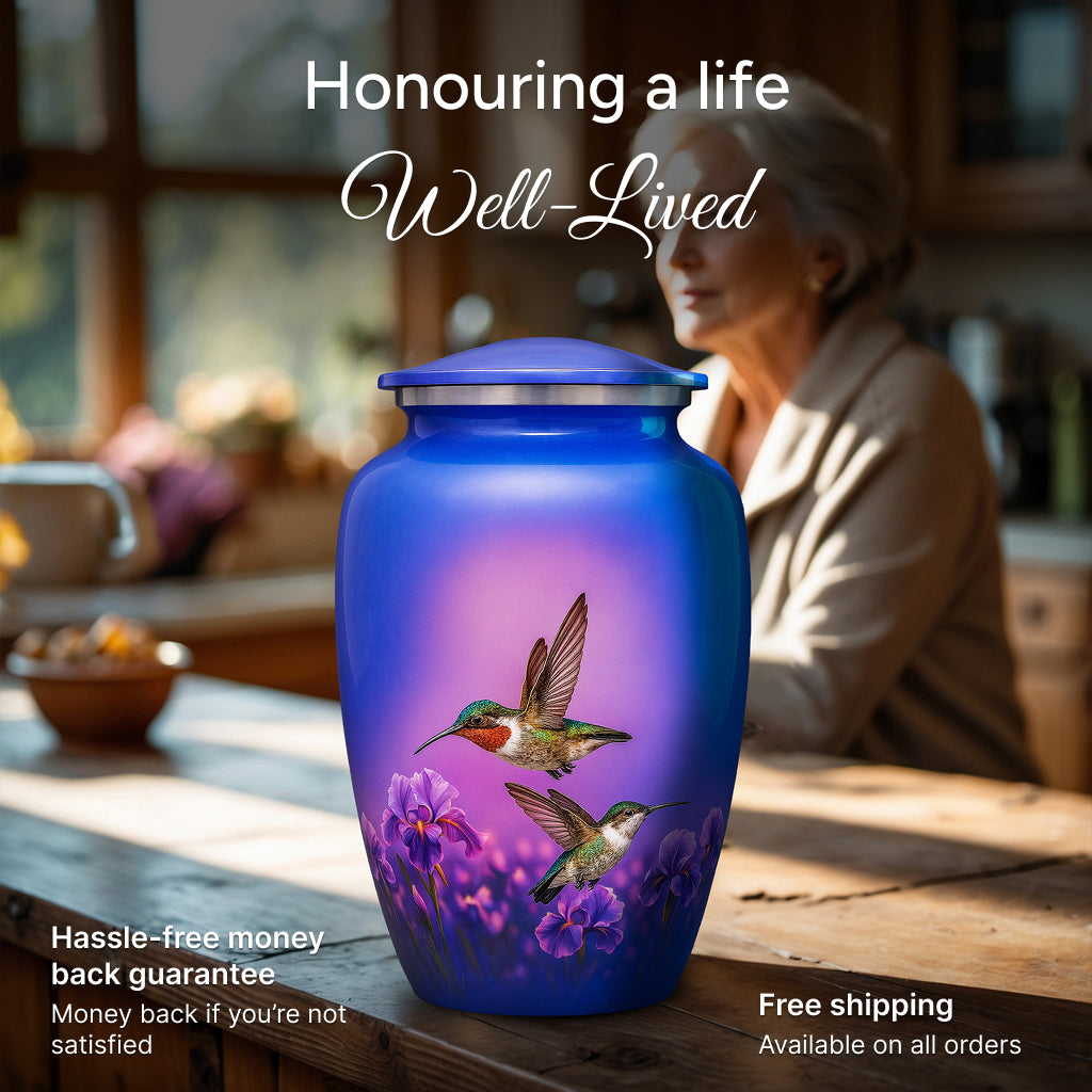 Purple Hummingbird Image Urn