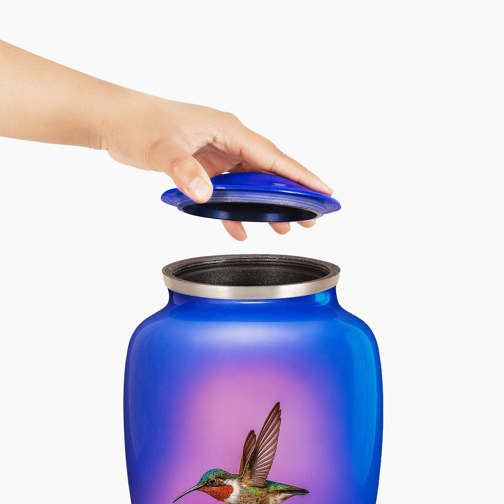 Purple Hummingbird Image Urn