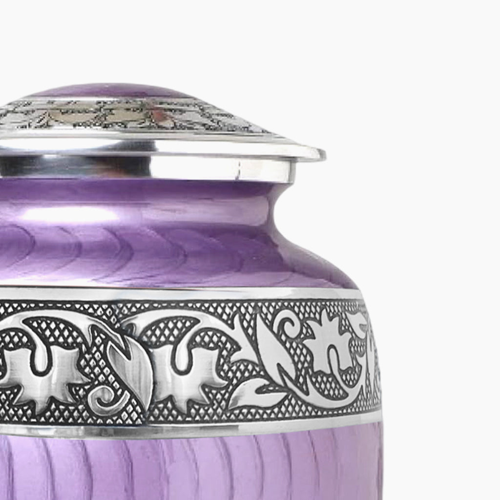 Purple Patch & Silver Engraved Urn