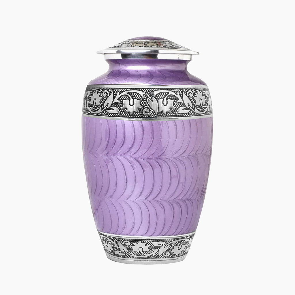 Purple Patch & Silver Engraved Urn