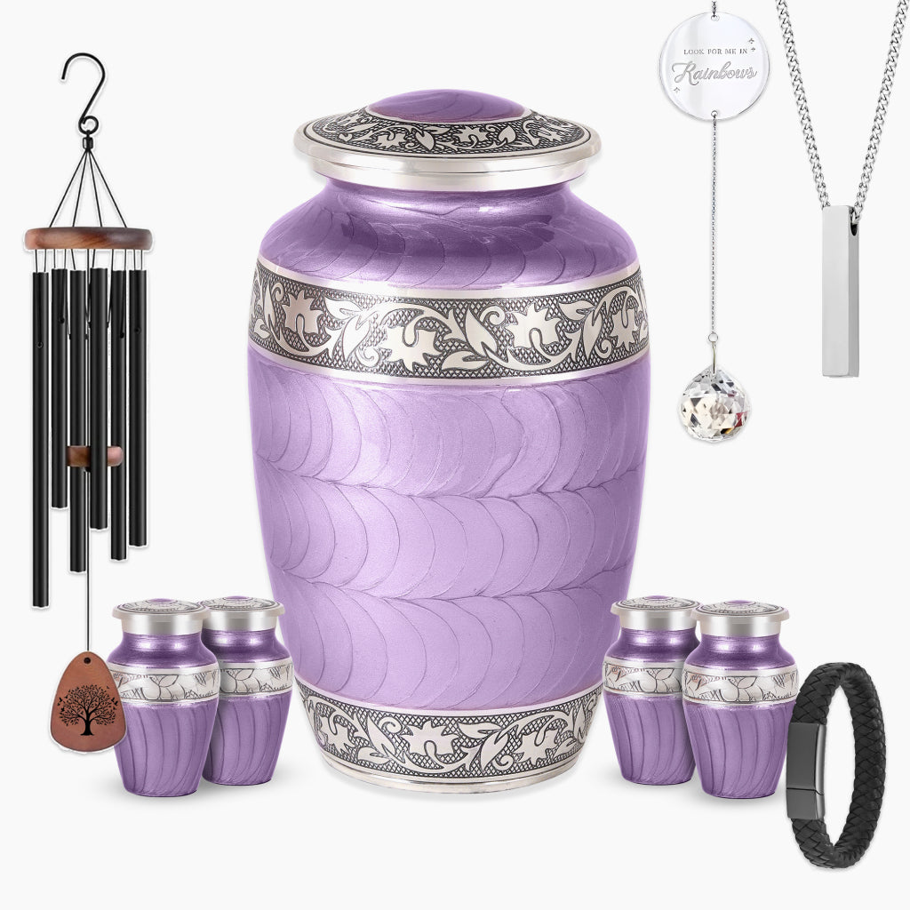 Purple Patch & Silver Engraved Urn