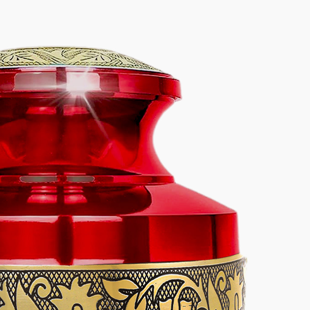 Red & Gold Engraved Grecian Urn