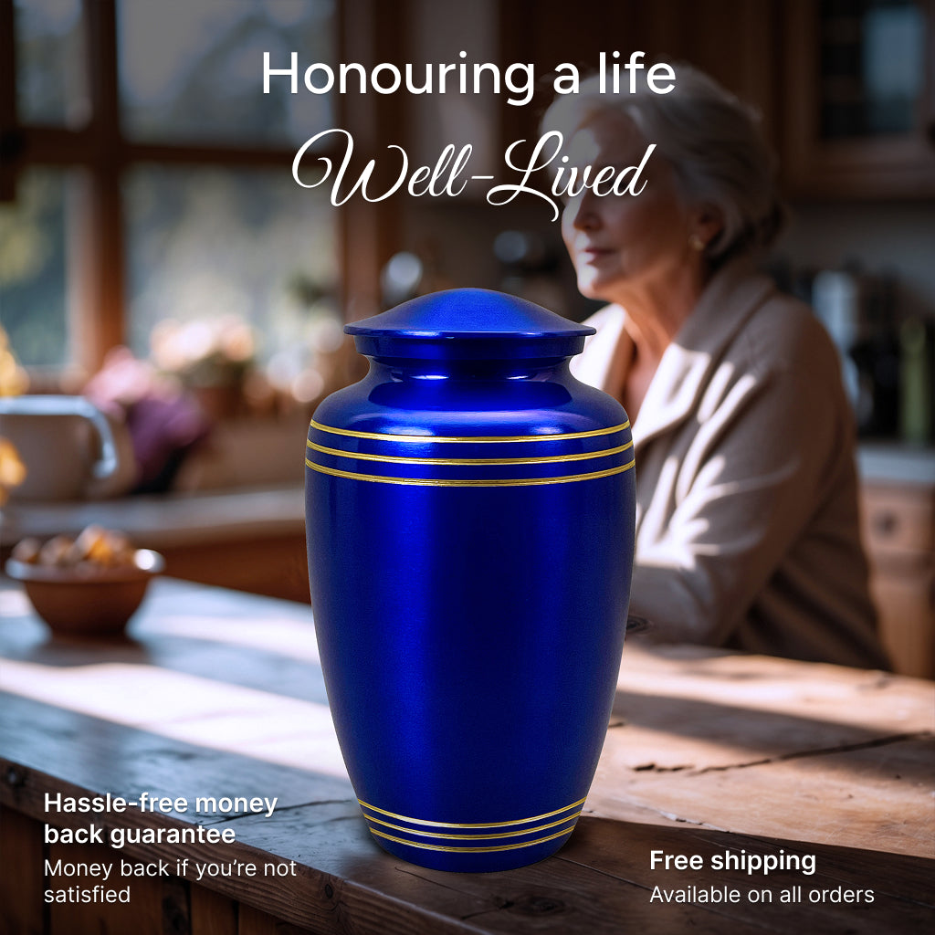 Royal Blue & Gold Accents Pewter Urn
