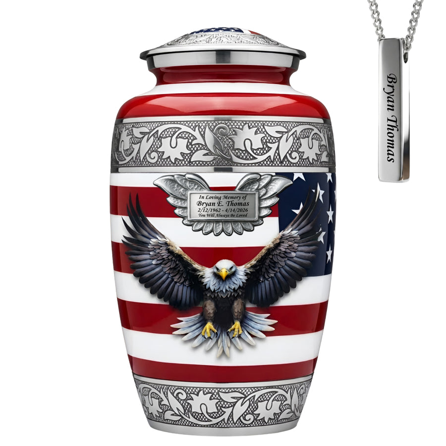 American Flag Eagle Cremation Urn