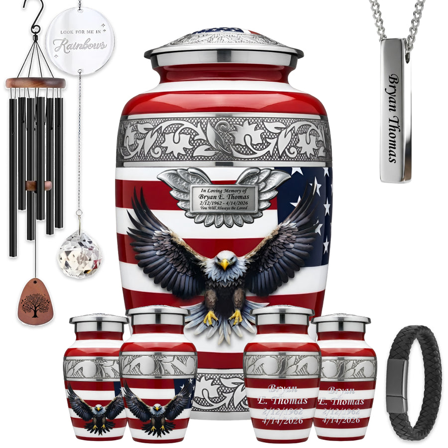 American Flag Eagle Cremation Urn