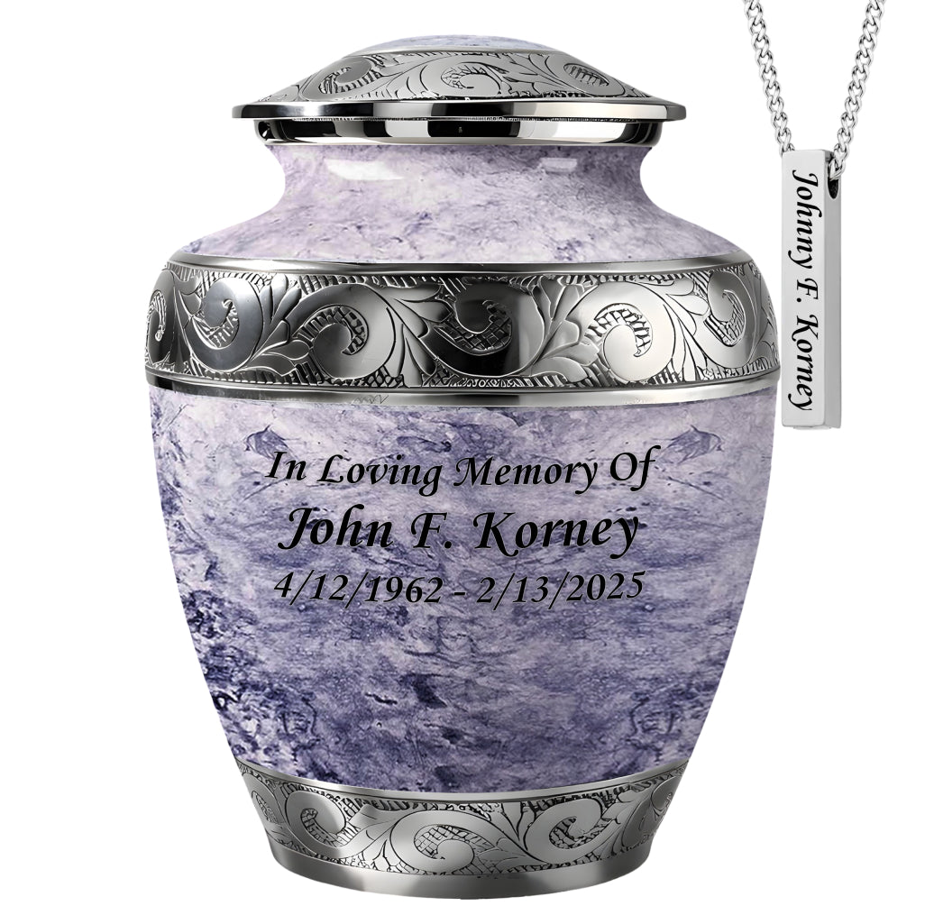 Pearl & Silver Hand-Engraved Urn