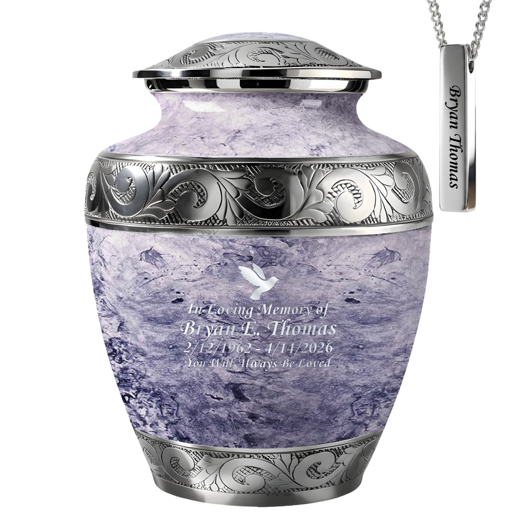 Pearl & Silver Hand-Engraved Urn