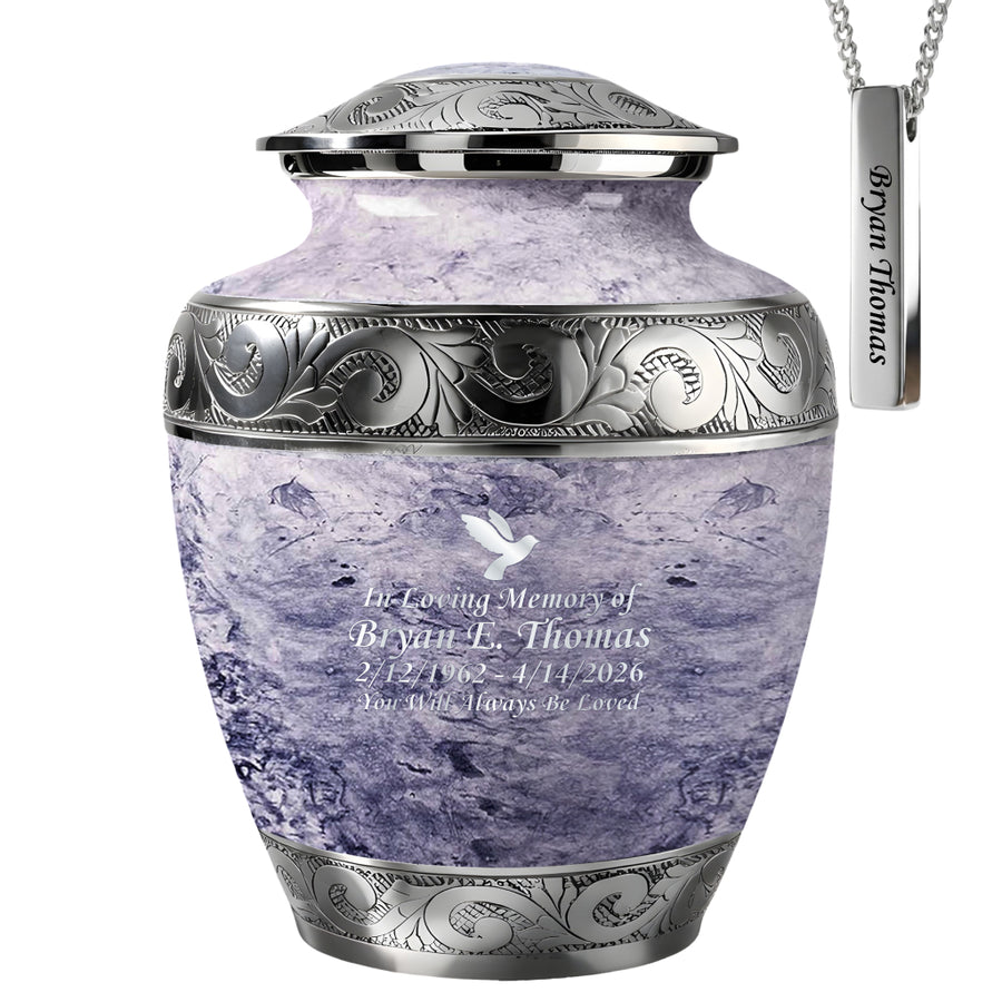 Pearl & Silver Hand-Engraved Urn