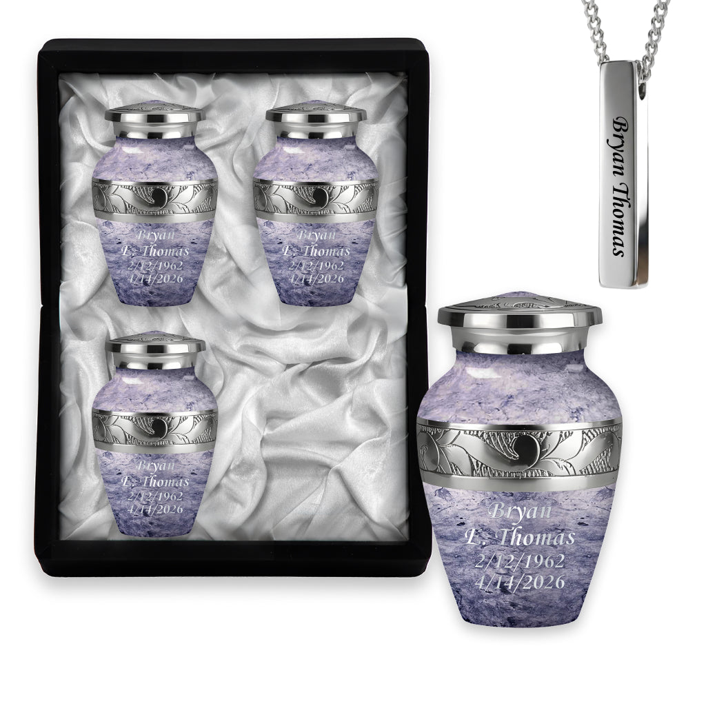 Pearl & Silver Hand-Engraved Urn