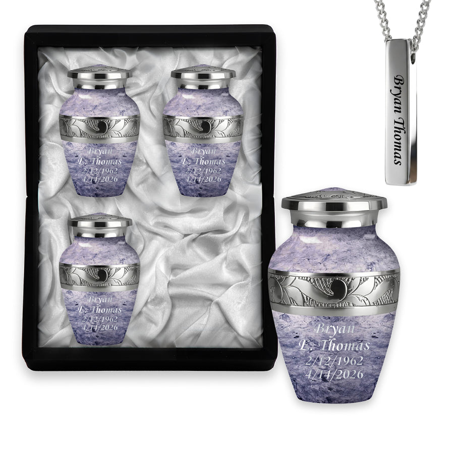 Pearl & Silver Hand-Engraved Urn