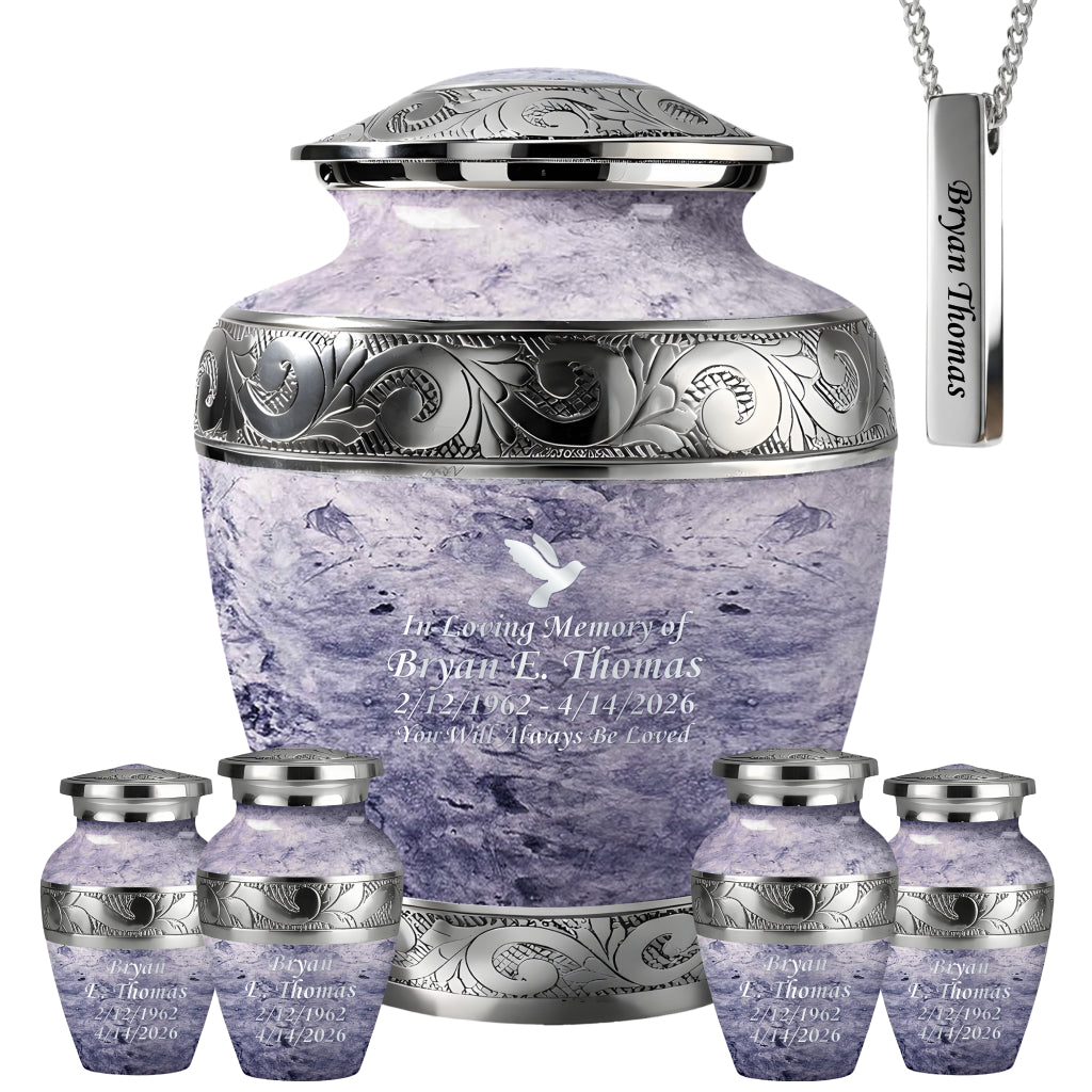 Pearl & Silver Hand-Engraved Urn