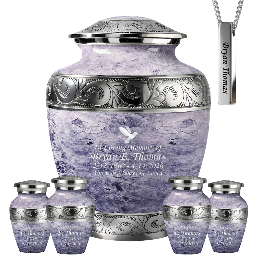 Pearl & Silver Hand-Engraved Urn