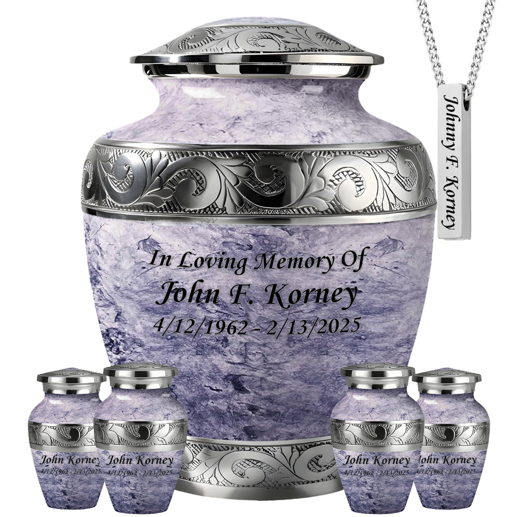 Pearl & Silver Hand-Engraved Urn