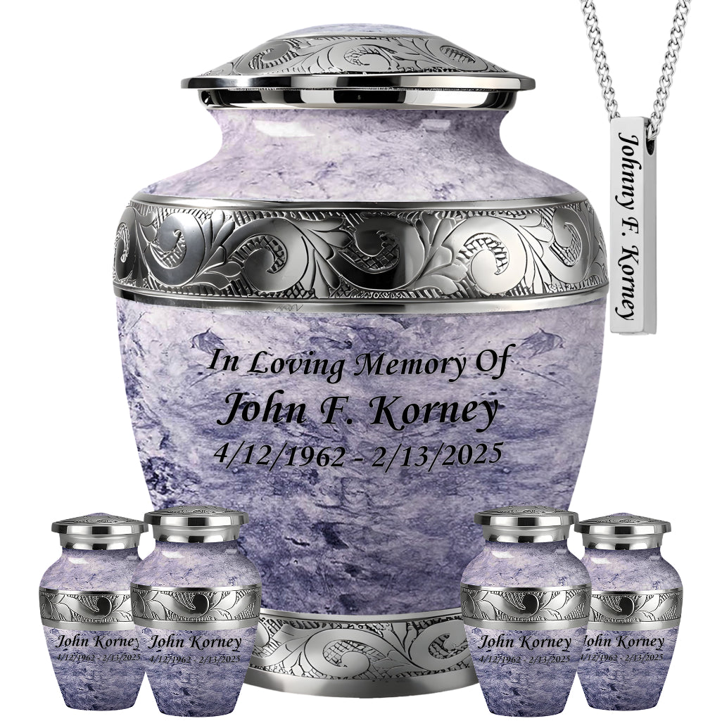 Pearl & Silver Hand-Engraved Urn