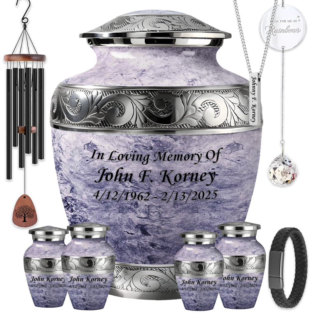 Pearl & Silver Hand-Engraved Urn
