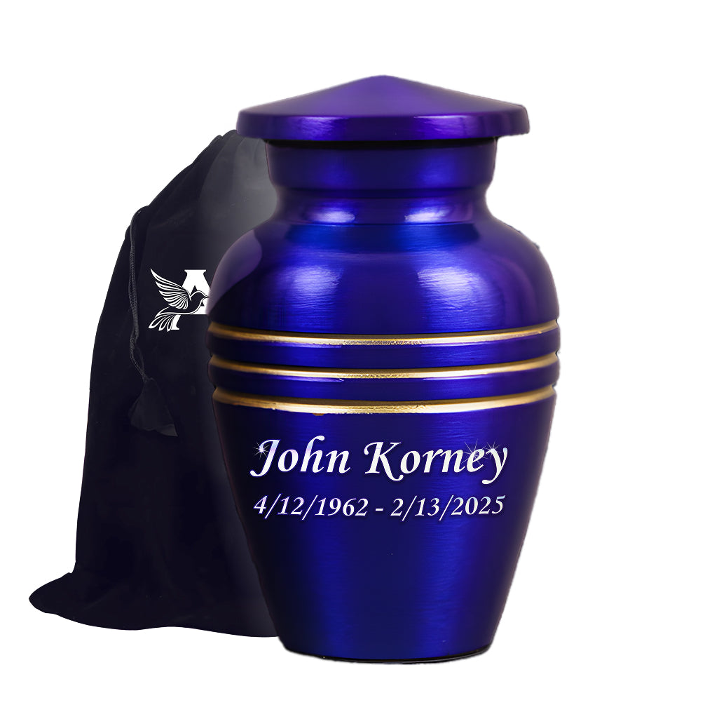 Royal Blue & Gold Accents Pewter Cremation Urn