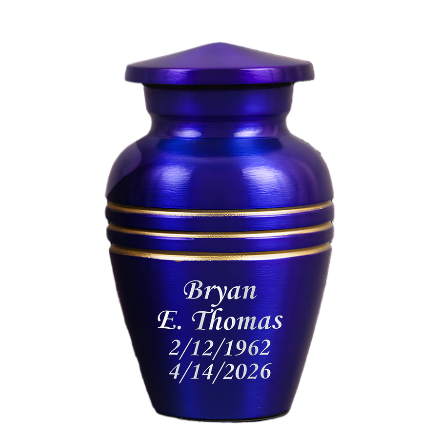 Royal Blue & Gold Accents Pewter Cremation Urn