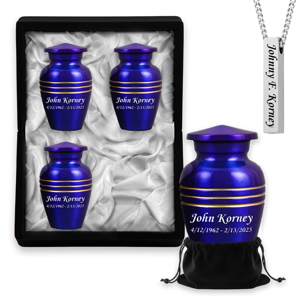 Royal Blue & Gold Accents Pewter Cremation Urn